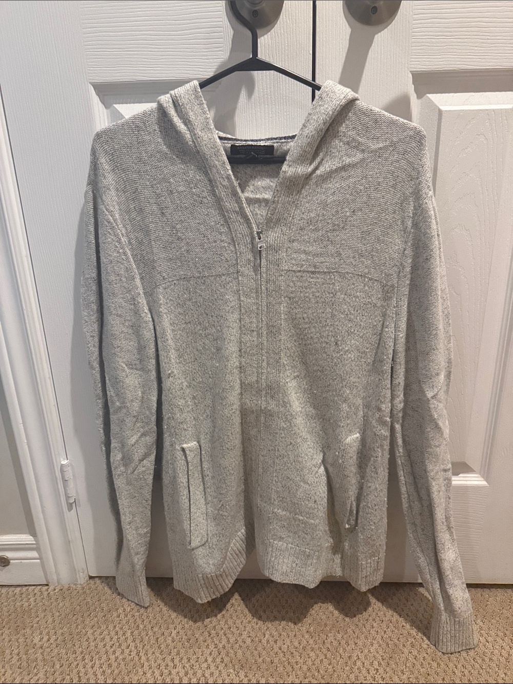 Banana Republic Light Gray Hooded Zip Cardigan